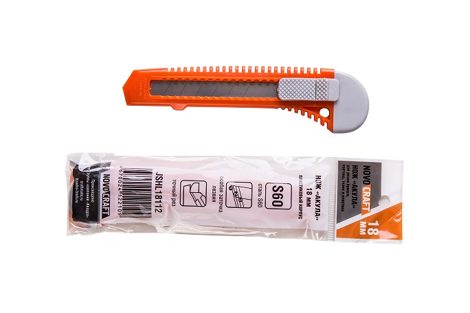 Нож строительный 18мм корпус пластик JSHL18112 NovoCRAFT *1/48/576