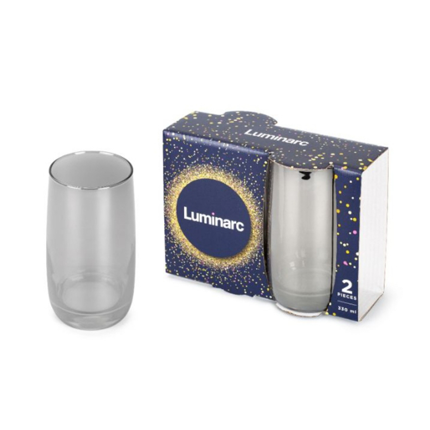 яяяQ3260 Набор стаканов 2шт 330мл ФРАНЦУЗСКИЙ РЕСТОРАНЧИК СИЯЮЩИЙ ГРАФИТ (1/10)