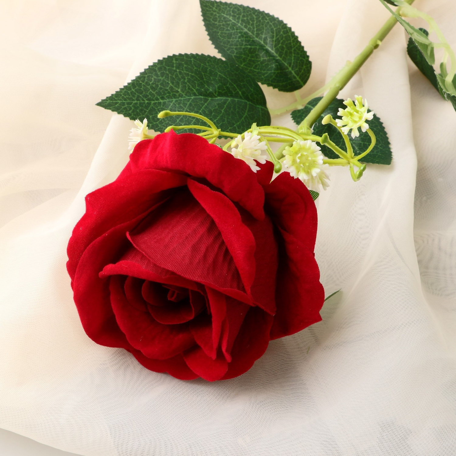 Цветы искусственные "Роза венесуэльская" 8х56 см, бордовый   9369549