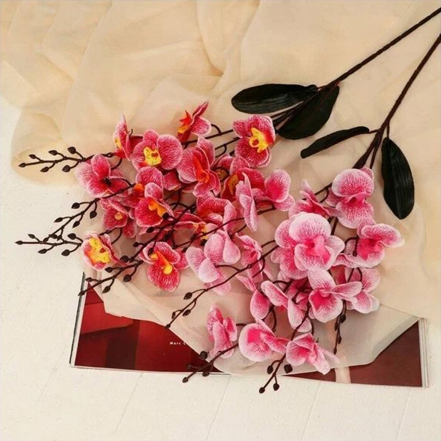 Цветы искусственные "Орхидея фаленопсис" 8х80 см, розовый микс 4301701