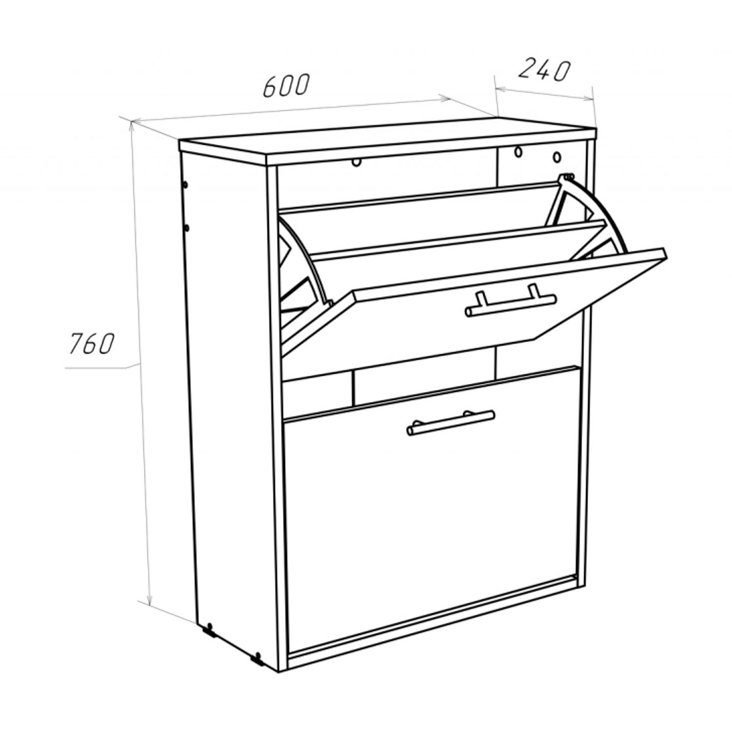 Обувница 600*240*760, 2 секции Белый *1