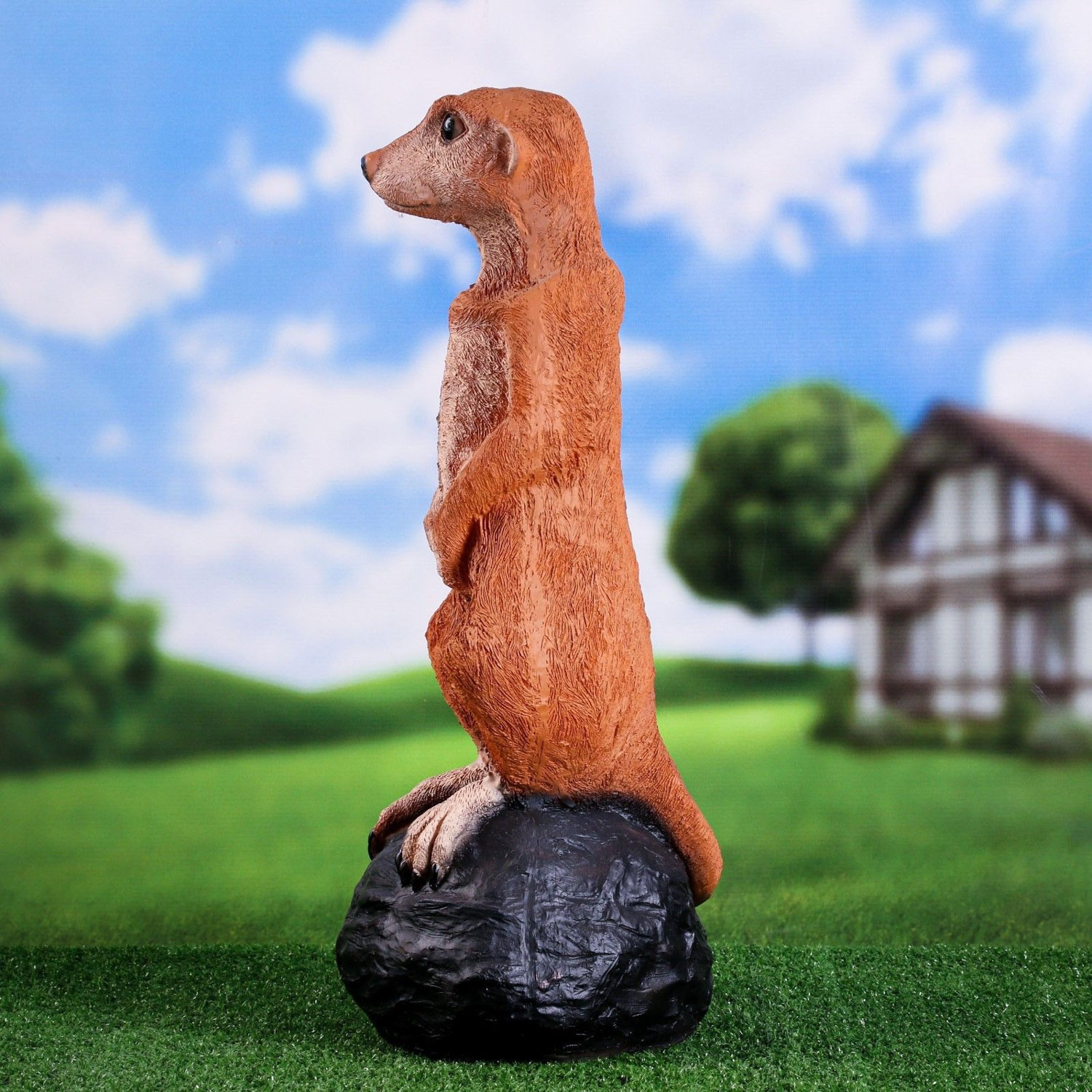 Садовая фигура "Большой сурикат на камне" 22х24х60см 9438635