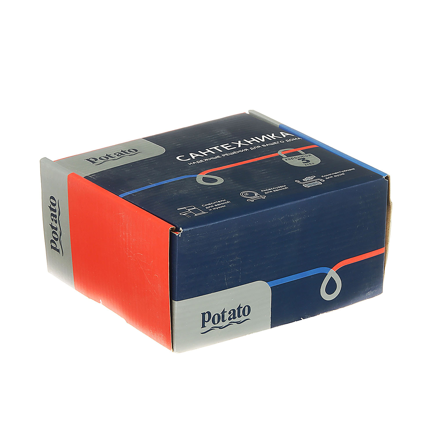 Смеситель для умывальника Potato P1063, короткий излив, двухвентильный