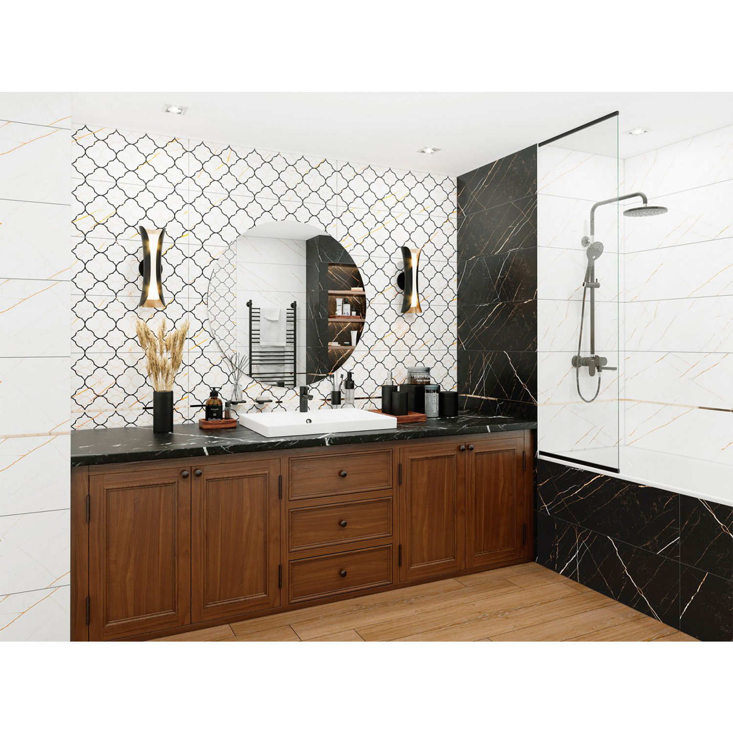 Плитка настенная DARK MARBLE чер. 900*300*8 3090210082 Inter Cerama *1,08кв.м/58,32