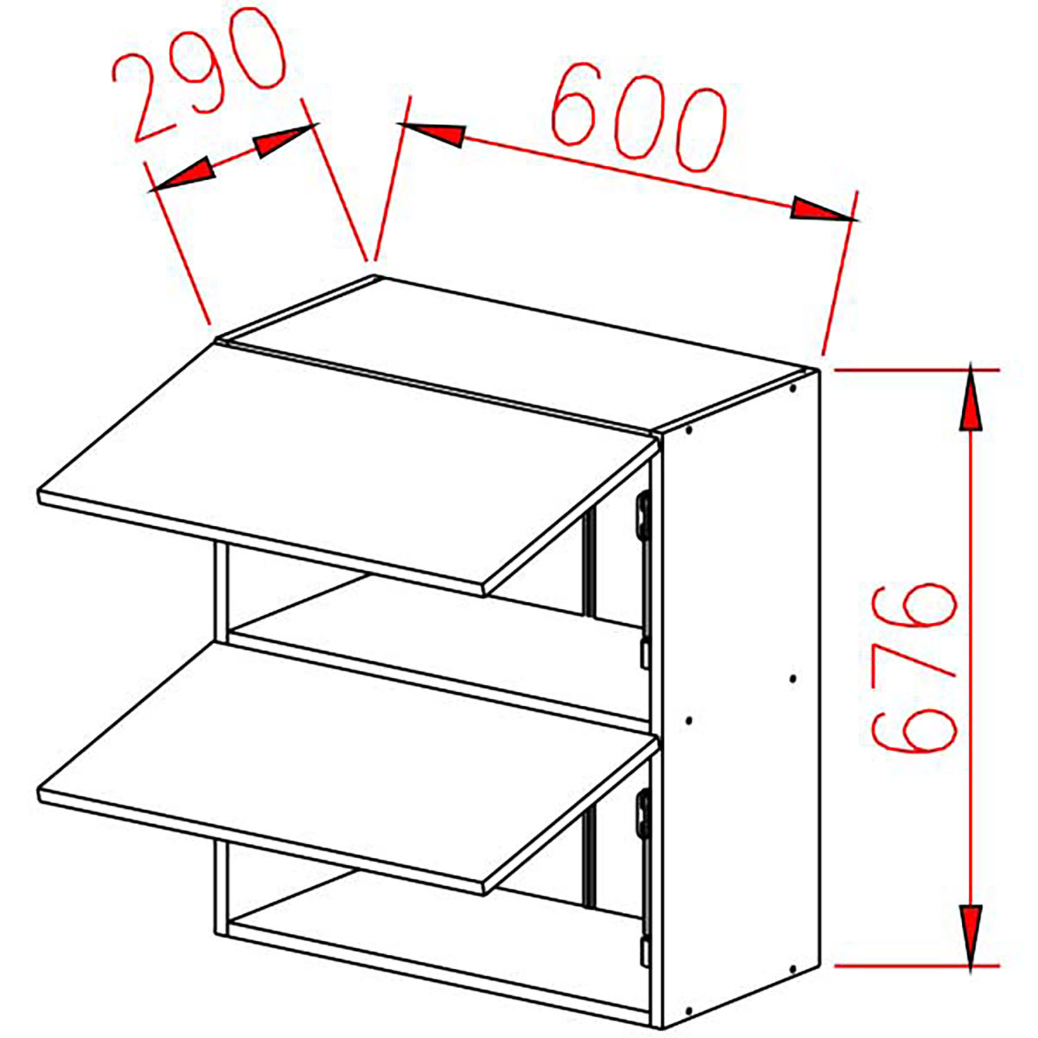 Шкаф навесной 600х676х290 мм BROZEX-WOOD Camellia Горизонт, с двумя дверцами, серый / юта