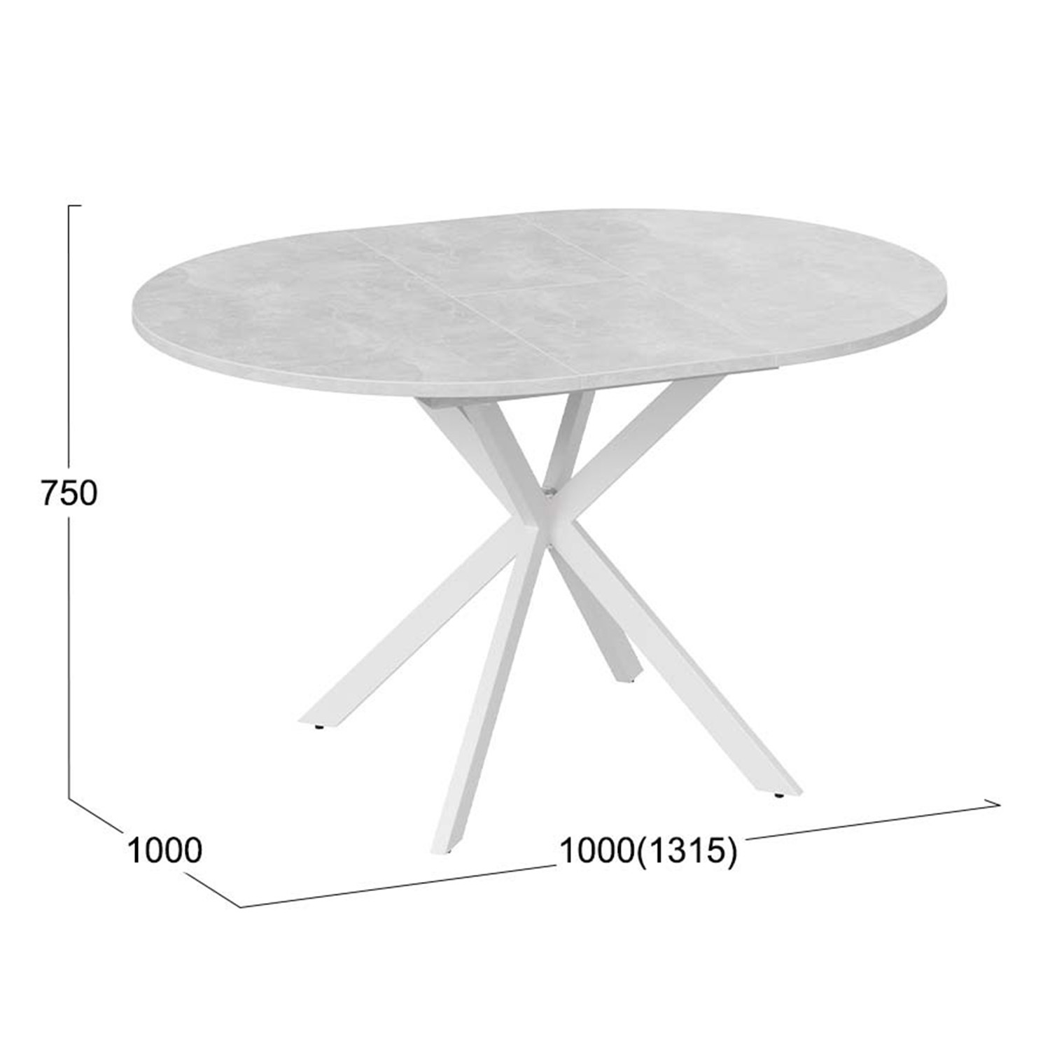 Стол обеденный круглый раздв.Мэдисон d1000(+315)мм h750мм Ателье светлый/белый муар ТриЯ*1