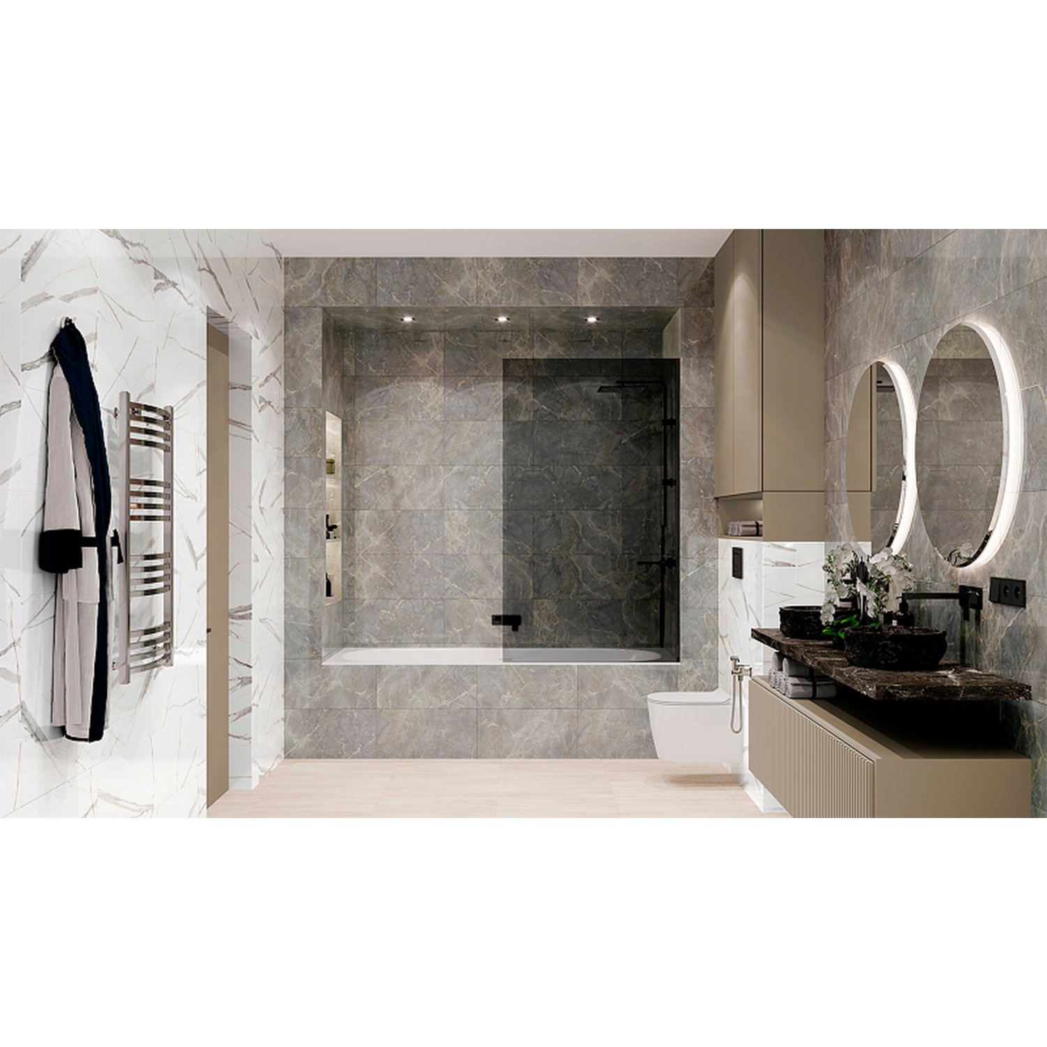 Плитка настенная Spring серая 300*600*9 GT198VG  Global tile *1,62кв.м/58,32