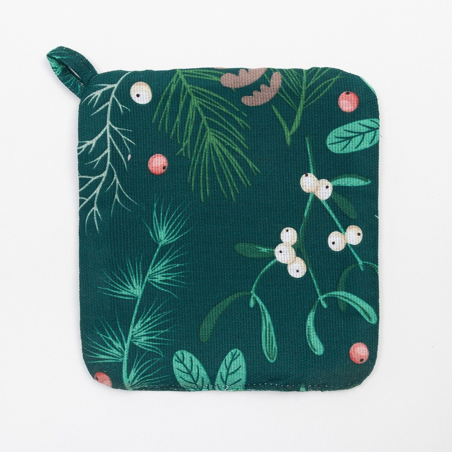 Набор прихваток Доляна Needles, варежка 20х27 см, прихватка 19х19 см, хлопок, зеленый