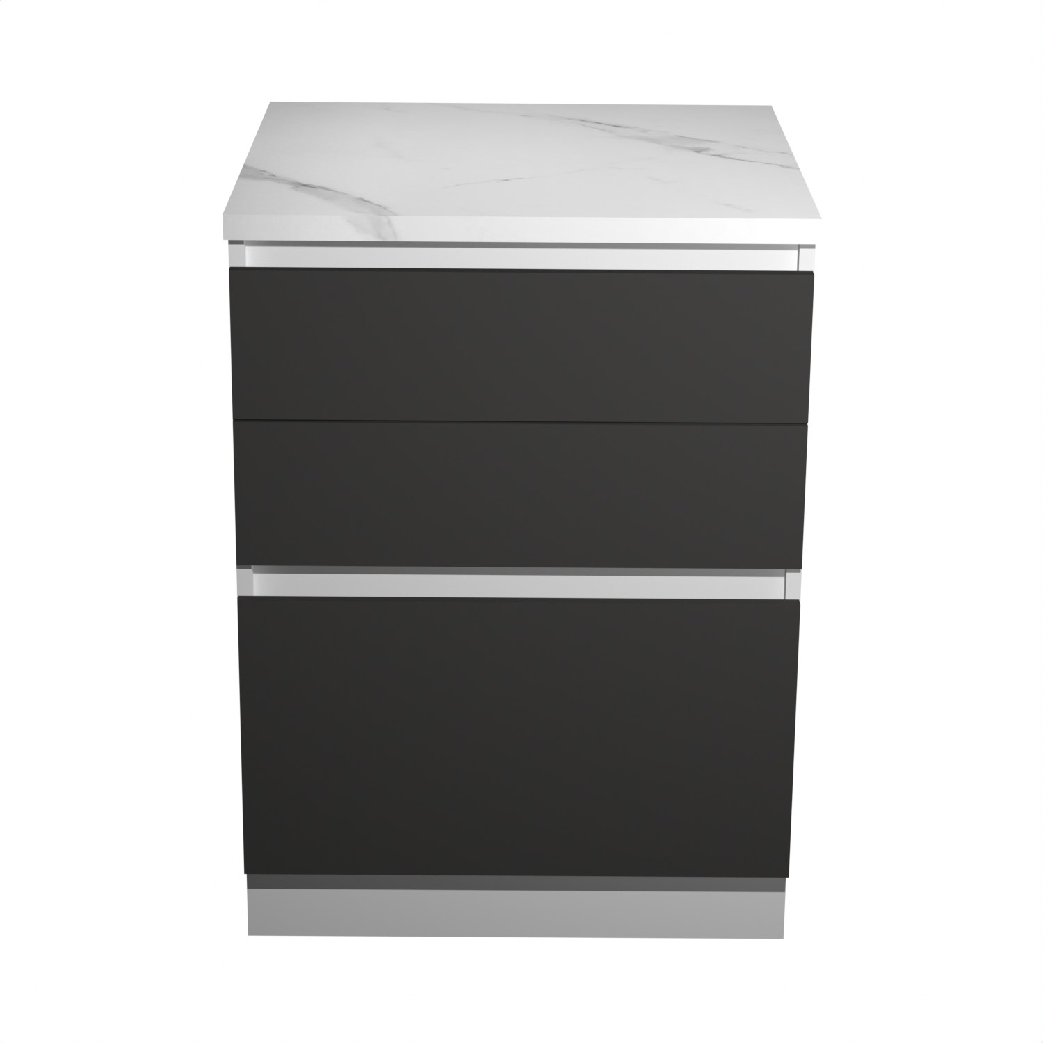 Шкаф напольный 600х850х600 мм BROZEX-WOOD Серый лед, с тремя ящиками, серый / графит