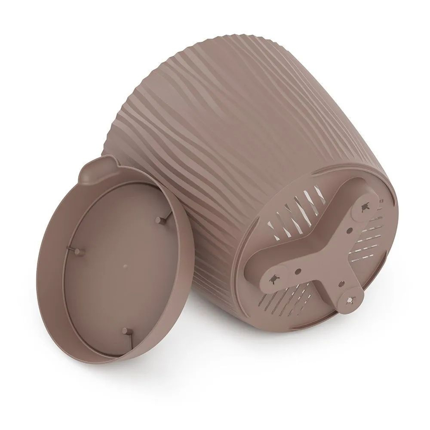 Кашпо пластм. "Флис" 0,75л d верха 115мм h110мм с поддоном, прикорн.полив Какао М8427 *1/24