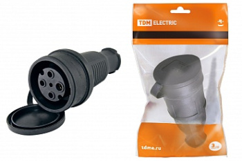 Розетка КАУЧУК 3P+PE 32А 380В с заглушкой TDM SQ0612-0007 *1/10