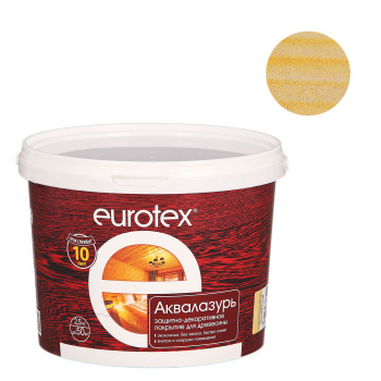 Защитно-декоративное покрытие 2.5 кг для древесины Eurotex Аквалазурь, акриловое, бесцветный