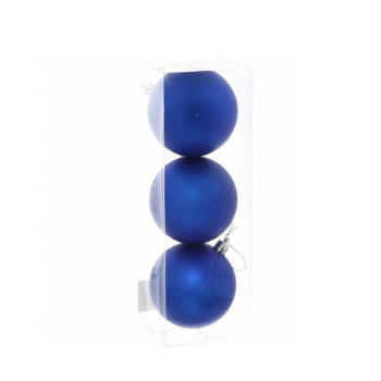 Набор новогодних шаров "Матовый", диаметр 8 см, 3 шт., синий