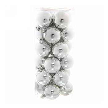 Набор новогодних шаров "Глянец", диаметр 6 см, 24 шт., серебро