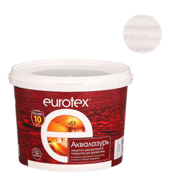 Защитно-декоративное покрытие 2.5 кг для древесины Eurotex Аквалазурь, акриловое, белый