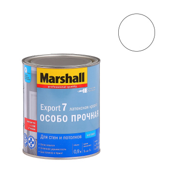 Краска латексная для стен и потолков 0,9 л EXPORT-7  моющаяся матовая База BW *1
