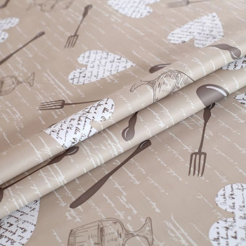 Клеёнка на тканевой основе "Print" "Сердечки на бежевом" шир.1,37м GW-21321 "Great Way" *20