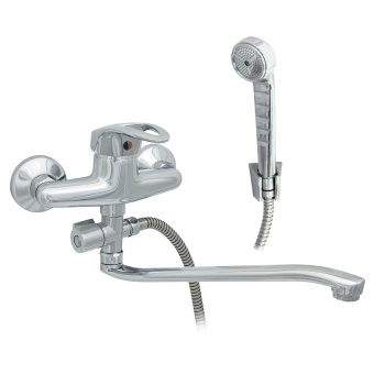Смеситель для ванны Центр Сантхеники, длинный излив, однорычажный, с лейкой