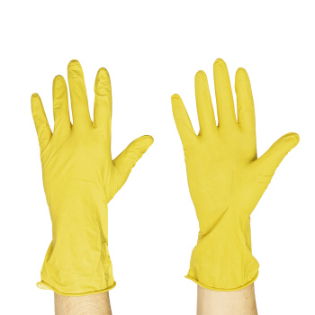 Перчатки латексные с хлопк.напыл."Делик.уборка" Прочные M(средний) 1пара DGL017L "Komfi"*12/240