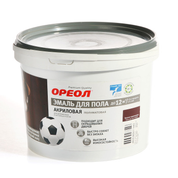 Эмаль акриловая для пола красно-коричневая полуматовая 2,3 кг Ореол *14216