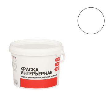 Краска акриловая 2.5 кг для стен и потолков Первая Цена, белая база А, матовая Краска акриловая 2.5 кг для стен и потолков Первая Цена, белая база А, матовая