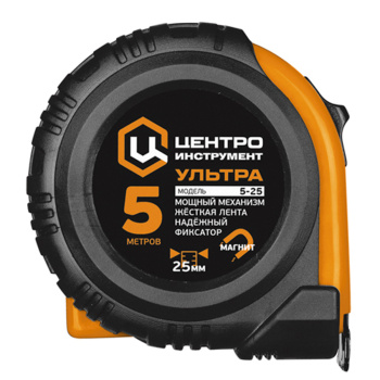 Рулетка 7,5м "УЛЬТРА" каучук с фиксатором магнитная (7,5Мх25мм) ЦИ *1/6 Рулетка 7,5м "УЛЬТРА" каучук с фиксатором магнитная (7,5Мх25мм) ЦИ *1/6