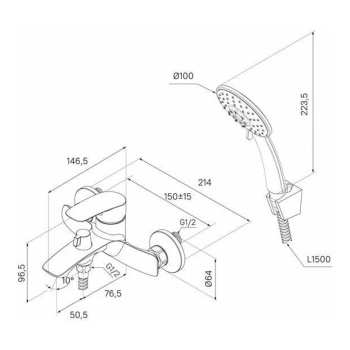 Смеситель для ванны Milardo, Rora, хром глянцевый RORSB00M02 *1 Смеситель для ванны Milardo, Rora, хром глянцевый RORSB00M02 *1