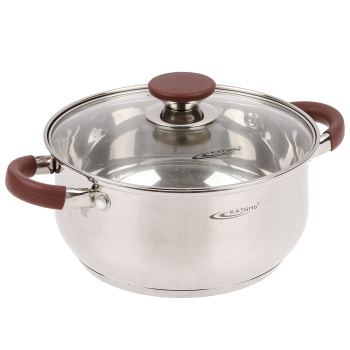 Кастрюля нерж. "Катунь" "Берта" 4,0л d22см термораспред. дно, Стекл. кр., силик.руч. КТ15-D-22*1/4 Кастрюля нерж. "Катунь" "Берта" 4,0л d22см термораспред. дно, Стекл. кр., силик.руч. КТ15-D-22*1/4