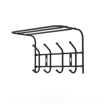 Вешалка настенная с полкой шир.405мм 4крючка, Черный ВП4М/Ч ("Ника") *5