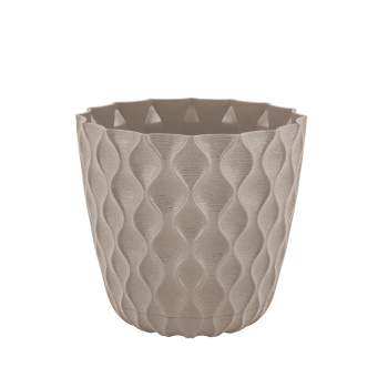 Кашпо пластм. "Wave"  1,4л d верха 145мм h132мм с поддоном Французский платан IG650110105 *1/10 Кашпо пластм. "Wave"  1,4л d верха 145мм h132мм с поддоном Французский платан IG650110105 *1/10