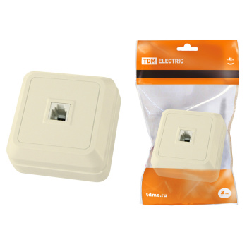 Розетка "Ладога" ОП 1-мест. слоновая кость телефонная RJ-11 10А IP20 TDM SQ1801-0023 *10/100