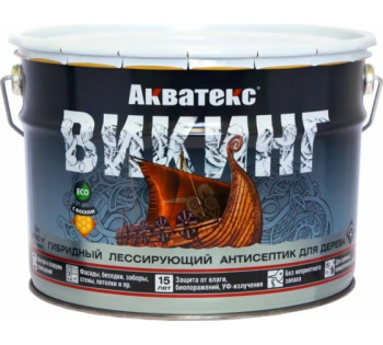 Антисептик для дерева гибридный лессирующий дуб 9 л Акватекс ВИКИНГ *1/55
