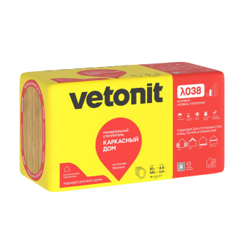 Утеплитель Vetonit Каркасный дом, 100 мм, 4 плиты, 2.4 м²