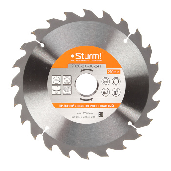 Диск пильный 210*30,0мм 24 зубьев по дереву (9020-210х30х24Т) Sturm  *1/40