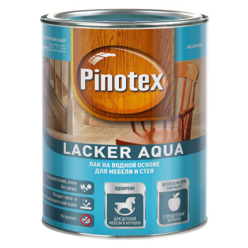 Лак акриловый для мебели и стен глянцевый 1 л Пинотекс Lacker Aqua 70 *1/6