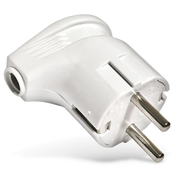 Вилка штепсельная   А105 белая угловая з/к  16А *10/30/300