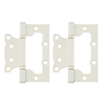 Петля без врезки 100*75*2,5мм БЕЛАЯ (комплект 2шт.) АПЕКС *1/5/50