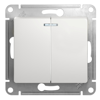 Механизм выключателя "Glossa" 2-кл. белый с подсветкой GSL000153 *1/20