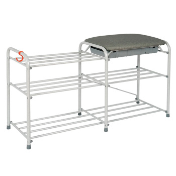 Подставка для обуви металл. "Альфа 33" 3-х ярусная 890х300х480мм с Мягк.Сид.+Ящик Бел.ПДОА33СЯ Б *1 Подставка для обуви металл. "Альфа 33" 3-х ярусная 890х300х480мм с Мягк.Сид.+Ящик Бел.ПДОА33СЯ Б *1