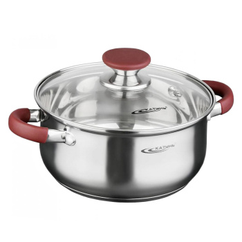 Кастрюля нерж. "Катунь" "Берта" 2,0л d18см термораспред. дно, Стекл.кр., силик.руч. КТ15-D-18 *1/8 Кастрюля нерж. "Катунь" "Берта" 2,0л d18см термораспред. дно, Стекл.кр., силик.руч. КТ15-D-18 *1/8