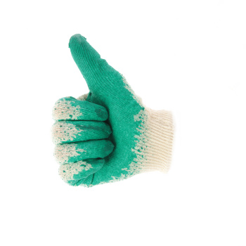 Перчатки рабочие нейлон с латекс, полн облив 13кл 4нит 75гр бел/зелен (арт.4526) Ladoni *10/240