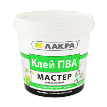 Клей ПВА универсальный "Мастер" 0,9 кг (Лакра) *12/432 Клей ПВА универсальный "Мастер" 0,9 кг (Лакра) *12/432